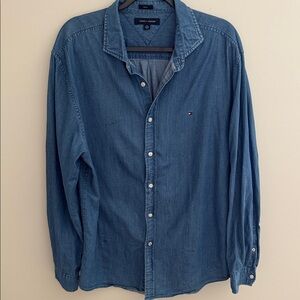 Tommy Hilfiger Men's Denim Blue Button-Down Shirt